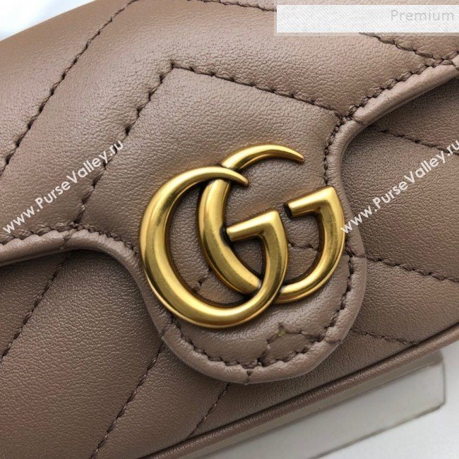 Gucci GG Marmont Matelassé Leather Chain Super Mini Bag 575161 Beige 2019 (DLH-9112515)