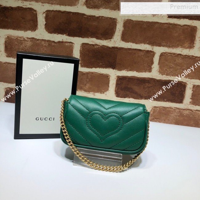 Gucci GG Marmont Matelassé Leather Chain Super Mini Bag 575161 Green 2019 (DLH-9112516)