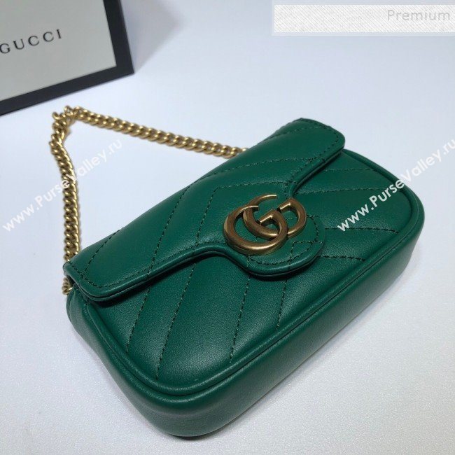Gucci GG Marmont Matelassé Leather Chain Super Mini Bag 575161 Green 2019 (DLH-9112516)