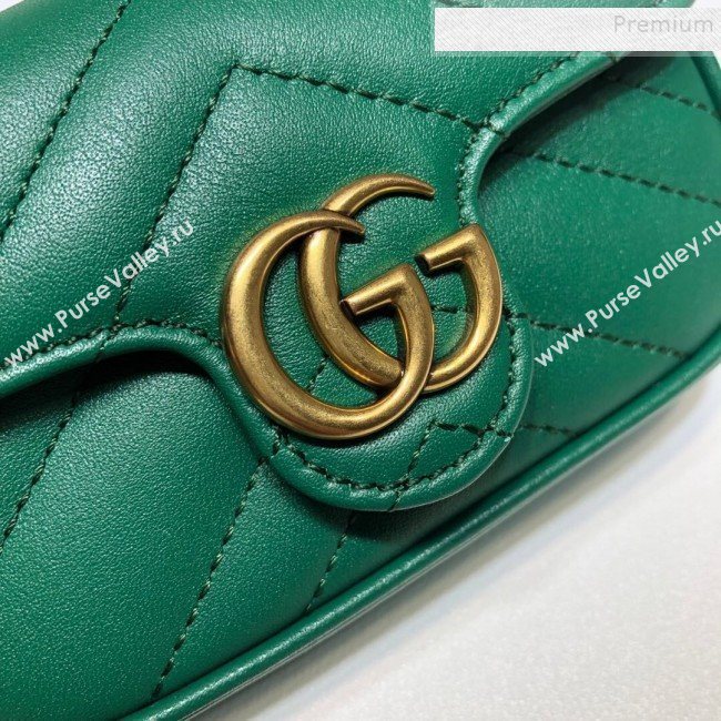 Gucci GG Marmont Matelassé Leather Chain Super Mini Bag 575161 Green 2019 (DLH-9112516)