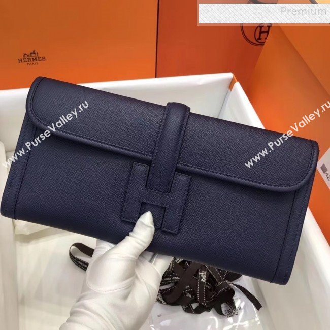 Hermes Jige Elan 29 Epsom Leather Clutch Bag Deep Blue 2019 (XY-9112980)