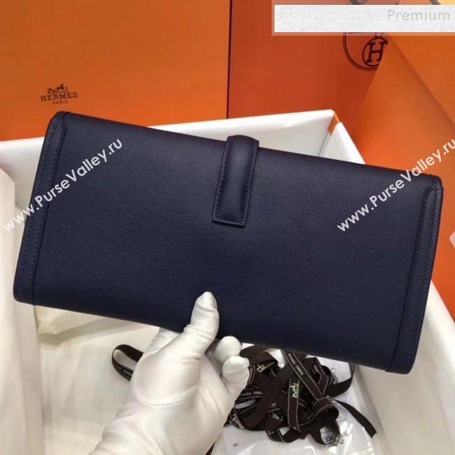 Hermes Jige Elan 29 Epsom Leather Clutch Bag Deep Blue 2019 (XY-9112980)