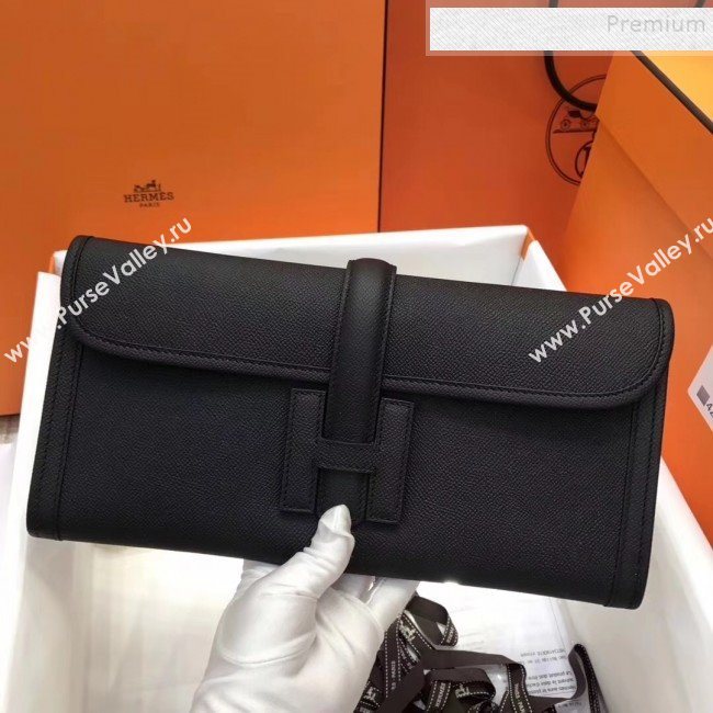 Hermes Jige Elan 29 Epsom Leather Clutch Bag Black 2019 (XY-9112979)