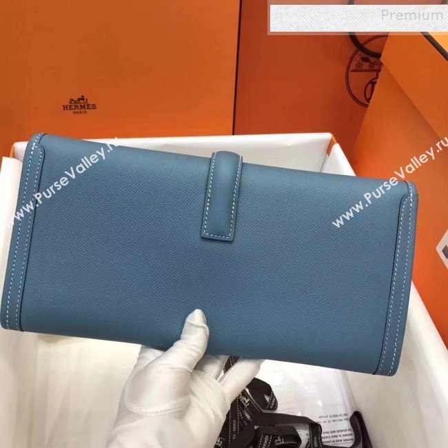 Hermes Jige Elan 29 Epsom Leather Clutch Bag Denim Blue 2019 (XY-9112982)
