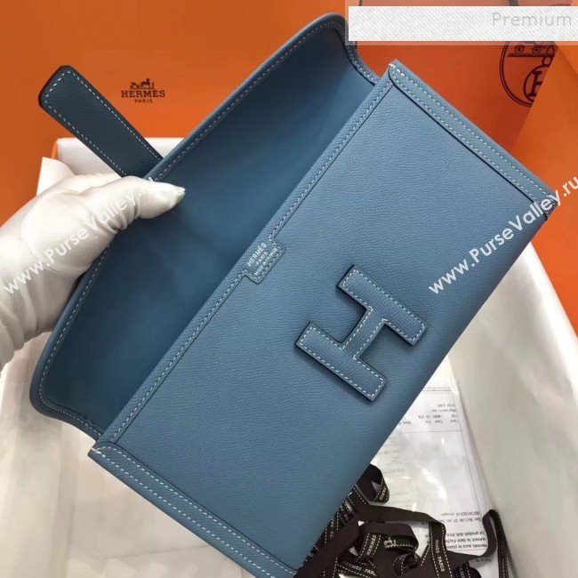 Hermes Jige Elan 29 Epsom Leather Clutch Bag Denim Blue 2019 (XY-9112982)