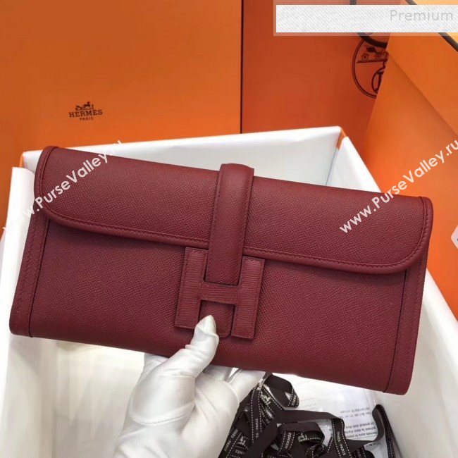 Hermes Jige Elan 29 Epsom Leather Clutch Bag Deep Red 2019 (XY-9112981)