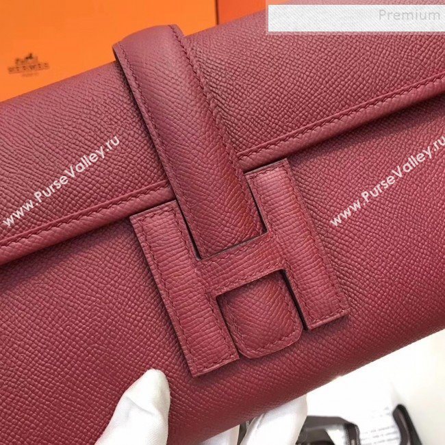 Hermes Jige Elan 29 Epsom Leather Clutch Bag Deep Red 2019 (XY-9112981)