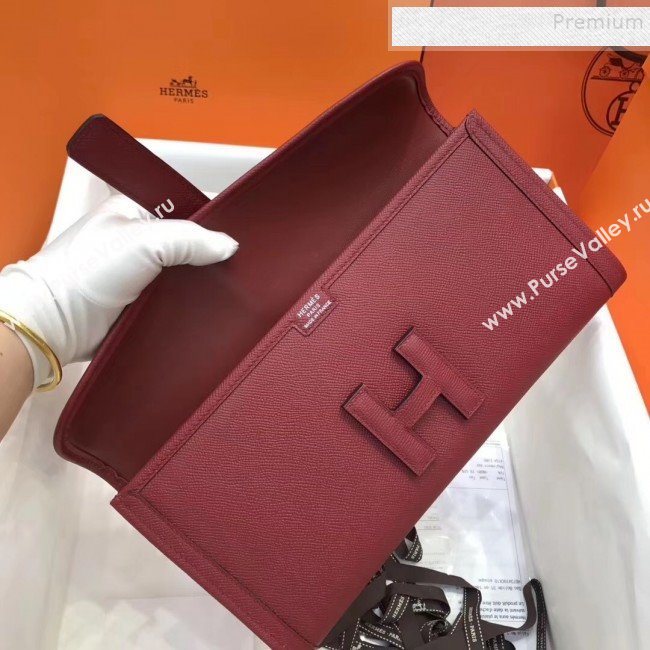 Hermes Jige Elan 29 Epsom Leather Clutch Bag Deep Red 2019 (XY-9112981)