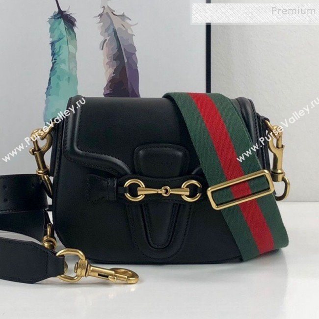 Gucci Leather Small Horsebit Shoulder Bag 384821 Black 2019 (DLH-9112525)