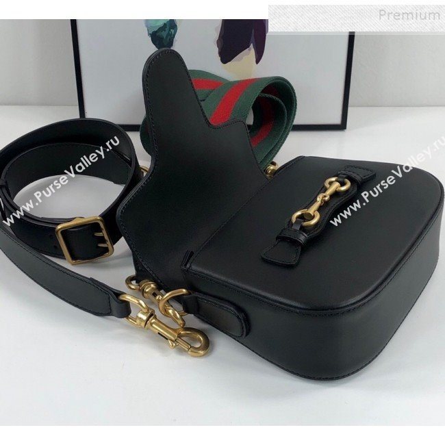 Gucci Leather Small Horsebit Shoulder Bag 384821 Black 2019 (DLH-9112525)
