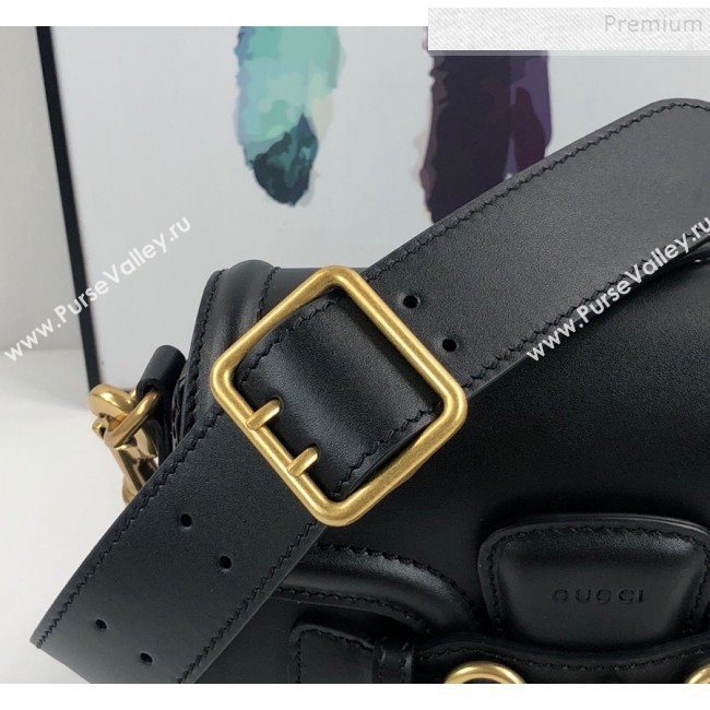 Gucci Leather Small Horsebit Shoulder Bag 384821 Black 2019 (DLH-9112525)