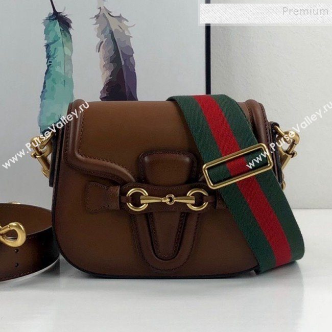 Gucci Leather Small Horsebit Shoulder Bag 384821 Brown 2019 (DLH-9112528)