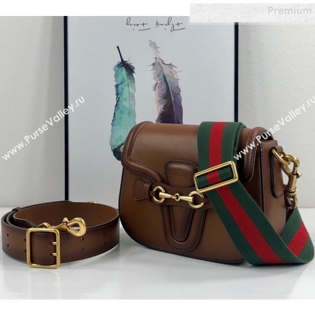 Gucci Leather Small Horsebit Shoulder Bag 384821 Brown 2019 (DLH-9112528)