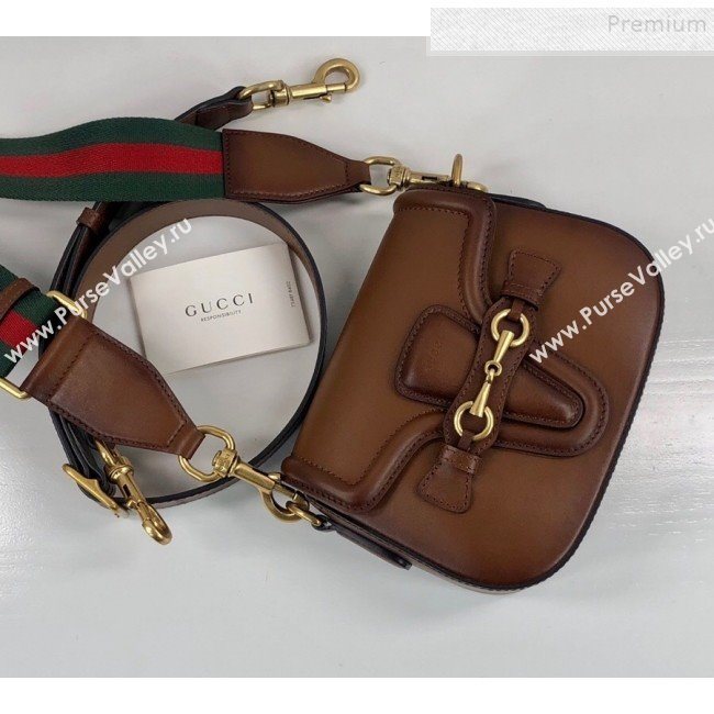 Gucci Leather Small Horsebit Shoulder Bag 384821 Brown 2019 (DLH-9112528)