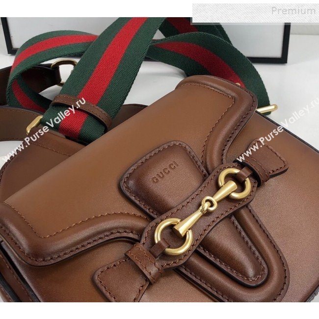 Gucci Leather Small Horsebit Shoulder Bag 384821 Brown 2019 (DLH-9112528)