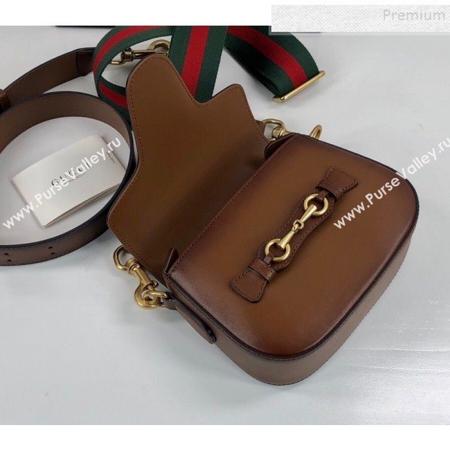 Gucci Leather Small Horsebit Shoulder Bag 384821 Brown 2019 (DLH-9112528)