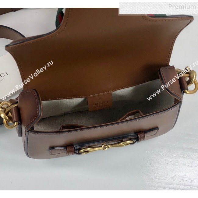 Gucci Leather Small Horsebit Shoulder Bag 384821 Brown 2019 (DLH-9112528)