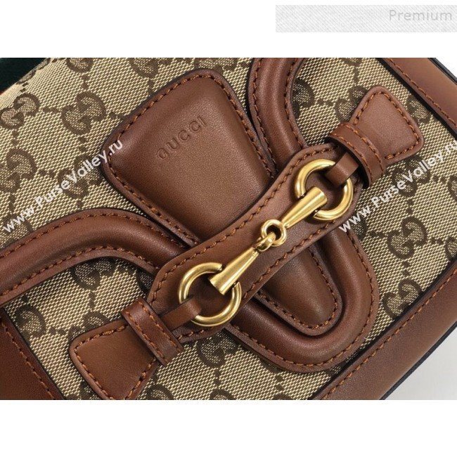 Gucci GG Canvas Small Horsebit Shoulder Bag 384821 Brown 2019 (DLH-9112530)