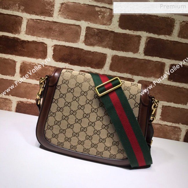 Gucci GG Canvas Medium Horsebit Shoulder Bag 383848 Brown 2019 (DLH-9112527)