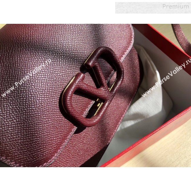 Valentino Small VSLING Grained Calfskin Shoulder Bag 0074S Burgundy 2019 (JIND-9112710)