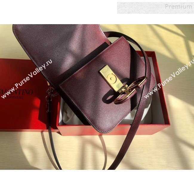 Valentino Small VSLING Grained Calfskin Shoulder Bag 0074S Burgundy 2019 (JIND-9112710)