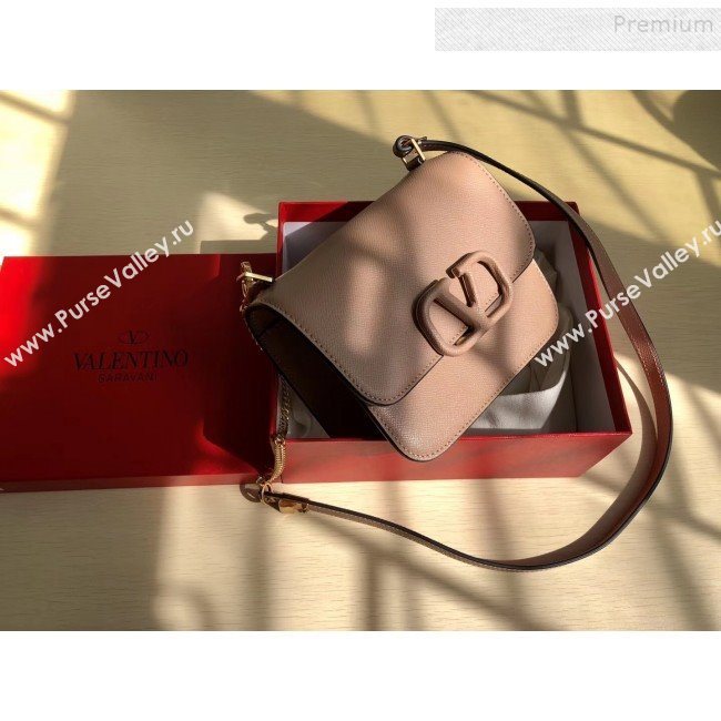 Valentino Small VSLING Grained Calfskin Shoulder Bag 0074S Nude 2019 (JIND-9112709)