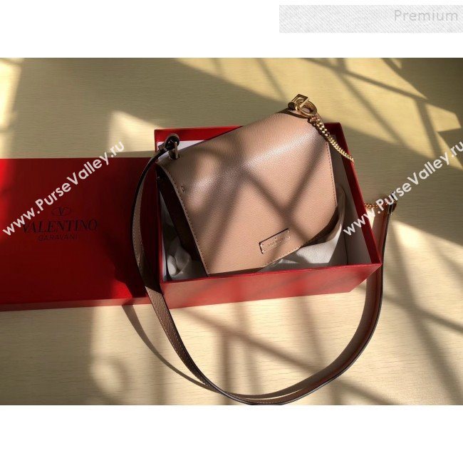 Valentino Small VSLING Grained Calfskin Shoulder Bag 0074S Nude 2019 (JIND-9112709)