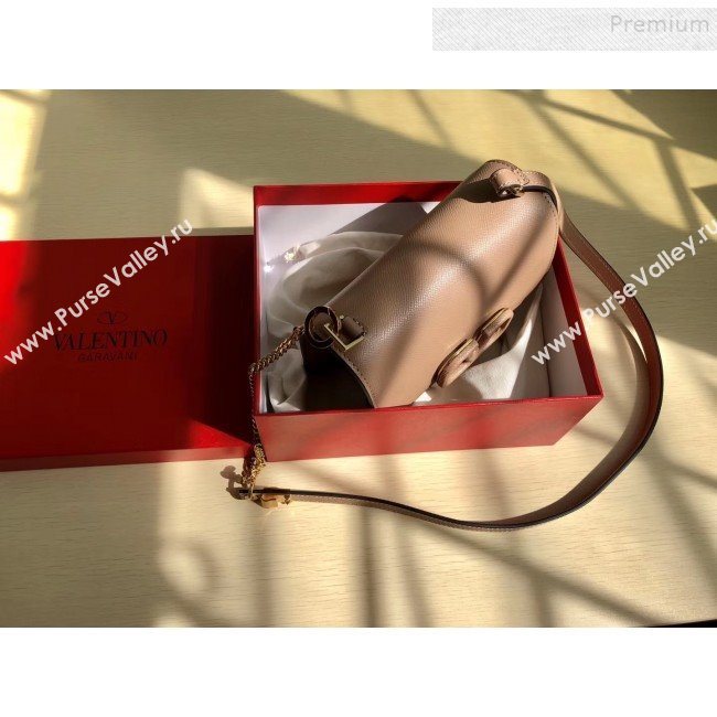 Valentino Small VSLING Grained Calfskin Shoulder Bag 0074S Nude 2019 (JIND-9112709)