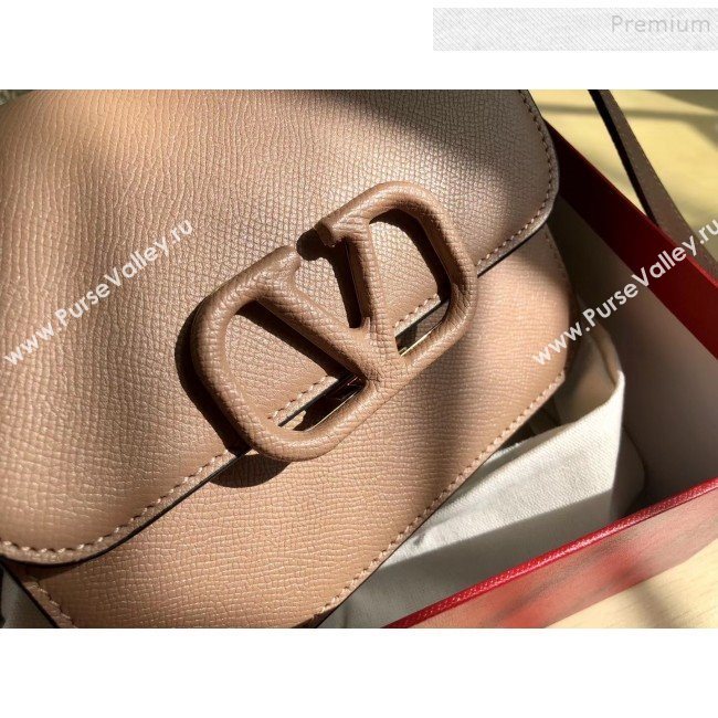 Valentino Small VSLING Grained Calfskin Shoulder Bag 0074S Nude 2019 (JIND-9112709)