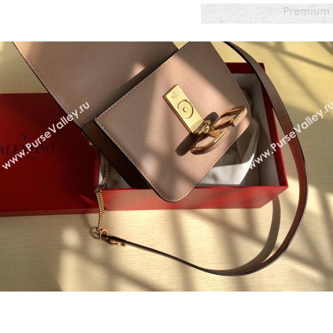 Valentino Small VSLING Grained Calfskin Shoulder Bag 0074S Nude 2019 (JIND-9112709)