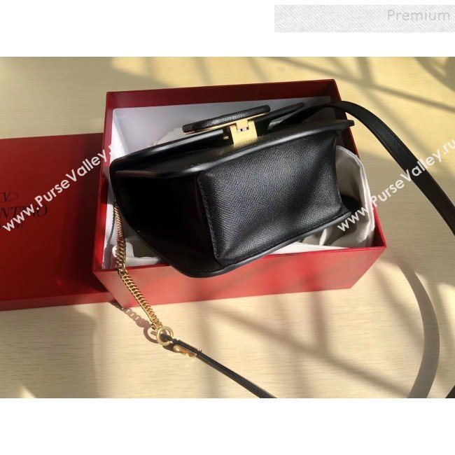 Valentino Small VSLING Grained Calfskin Shoulder Bag 0074S Black 2019 (JIND-9112707)