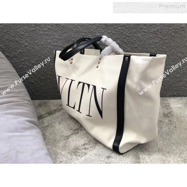 Valentino VLTN Canvas Shopping Tote 0978 Black Leather 2019 (JIND-9112714)