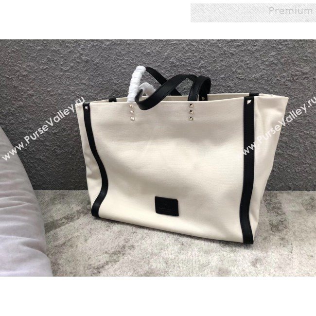 Valentino VLTN Canvas Shopping Tote 0978 Black Leather 2019 (JIND-9112714)