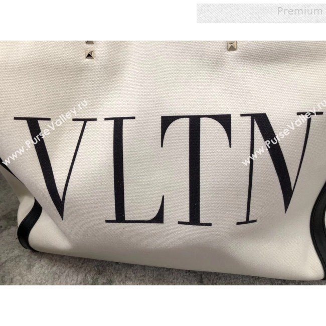 Valentino VLTN Canvas Shopping Tote 0978 Black Leather 2019 (JIND-9112714)