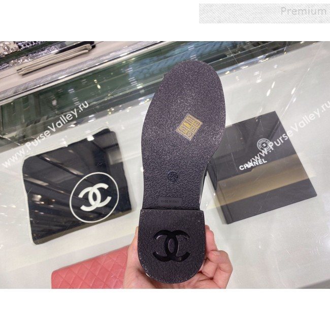 Chanel Calfskin and Patent Leather Chain Lace-Ups Loafers G35317 Black 2019 (XO-9112801)