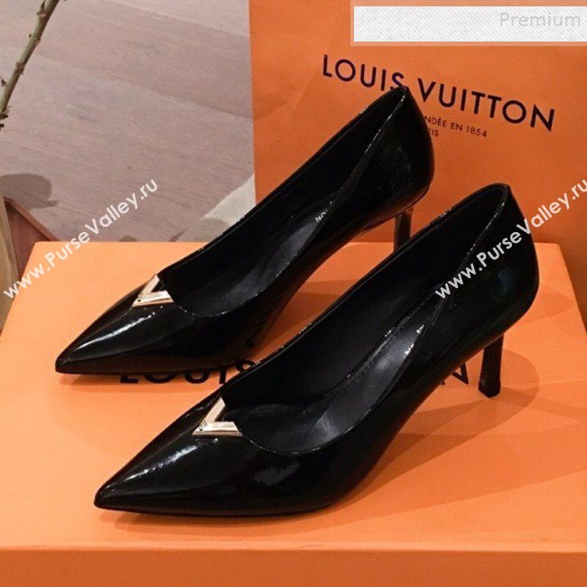 Louis Vuitton Heartbreaker Patent Leather V Metal Pump Black 2019 (KL-9112806)