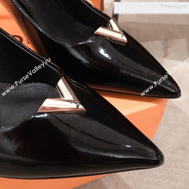 Louis Vuitton Heartbreaker Patent Leather V Metal Pump Black 2019 (KL-9112806)