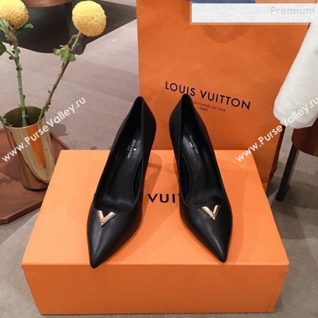 Louis Vuitton Heartbreaker Leather V Metal Pump Black/Gold 2019 (KL-9112809)