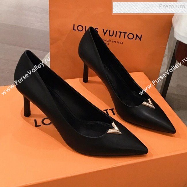 Louis Vuitton Heartbreaker Leather V Metal Pump Black/Gold 2019 (KL-9112809)