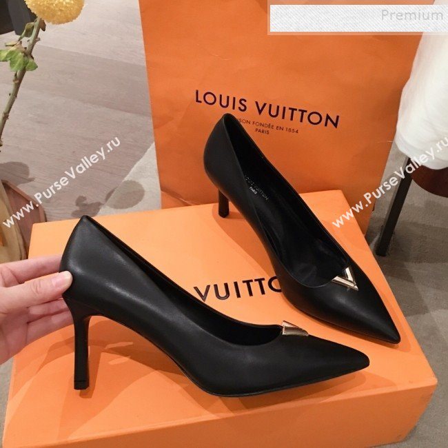 Louis Vuitton Heartbreaker Leather V Metal Pump Black/Gold 2019 (KL-9112809)
