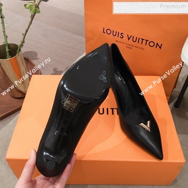 Louis Vuitton Heartbreaker Leather V Metal Pump Black/Gold 2019 (KL-9112809)