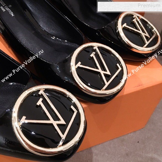 Louis Vuitton Madeleine Patent Calfskin LV Circle Pump Black 2019 (KL-9112811)