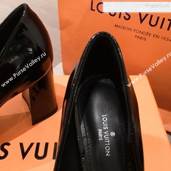 Louis Vuitton Madeleine Patent Calfskin LV Circle Pump Black 2019 (KL-9112811)