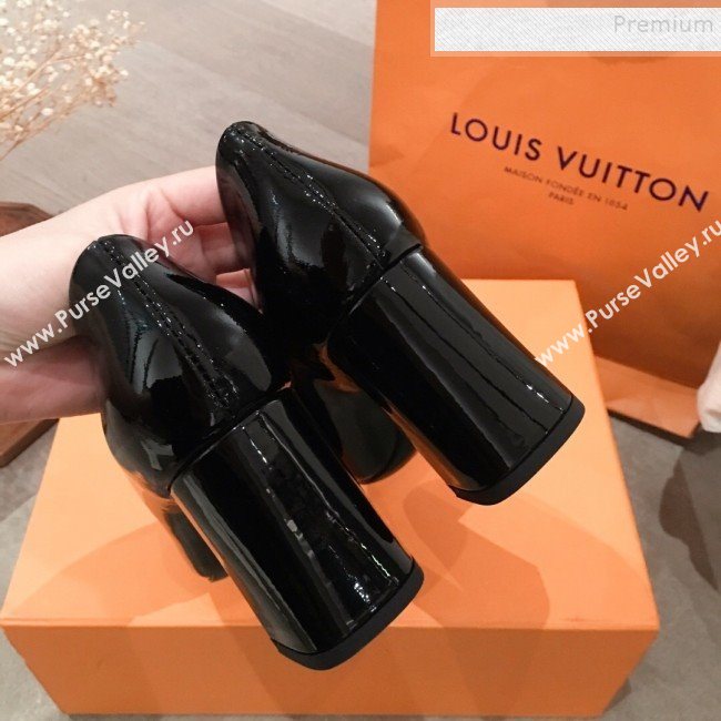 Louis Vuitton Madeleine Patent Calfskin LV Circle Pump Black 2019 (KL-9112811)