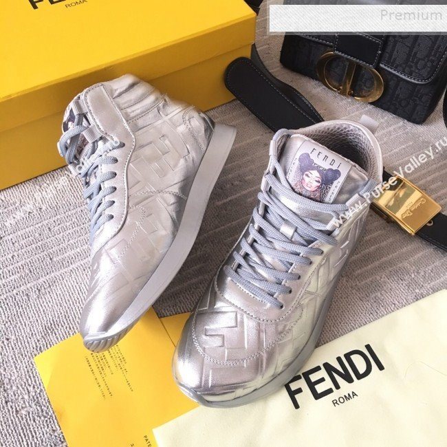 Fendi x Nicki Minaj FF High-top Sneakers Silver 2019 (HQG-9112833)