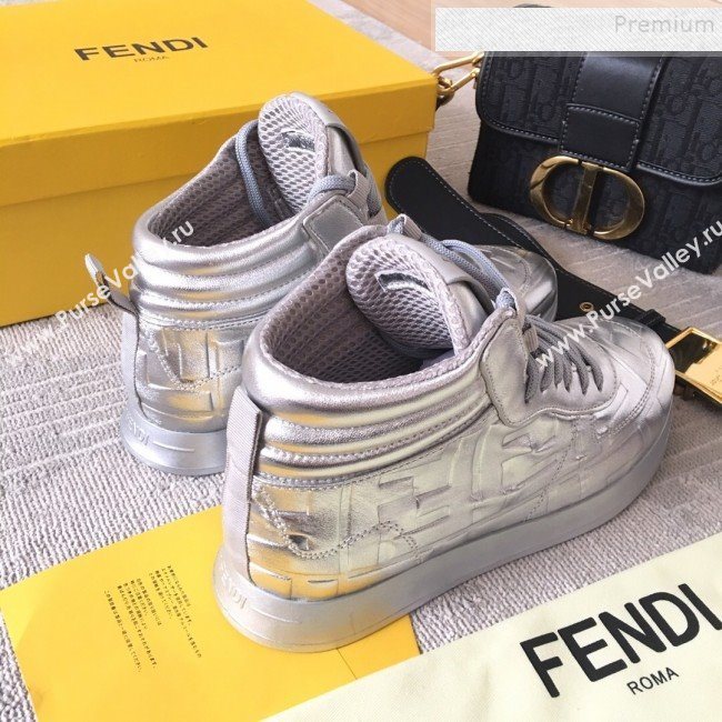 Fendi x Nicki Minaj FF High-top Sneakers Silver 2019 (HQG-9112833)