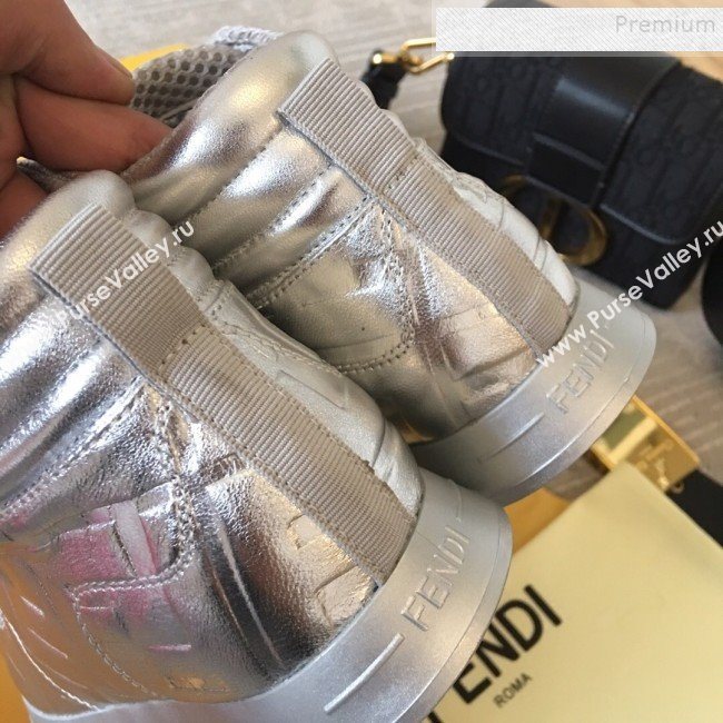 Fendi x Nicki Minaj FF High-top Sneakers Silver 2019 (HQG-9112833)