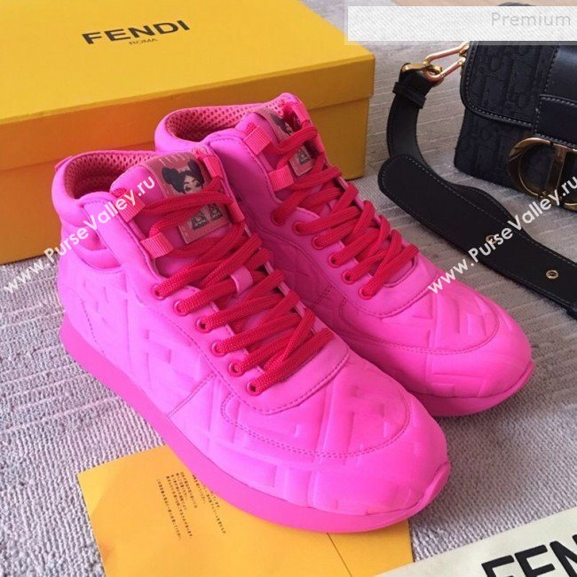 Fendi x Nicki Minaj FF High-top Sneakers Neon Pink 2019 (HQG-9112834)