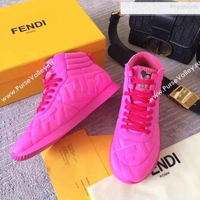 Fendi x Nicki Minaj FF High-top Sneakers Neon Pink 2019 (HQG-9112834)