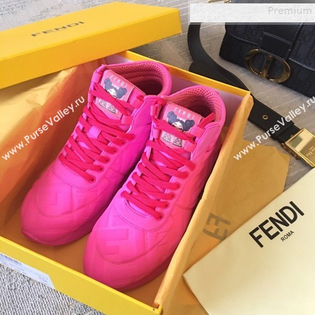 Fendi x Nicki Minaj FF High-top Sneakers Neon Pink 2019 (HQG-9112834)
